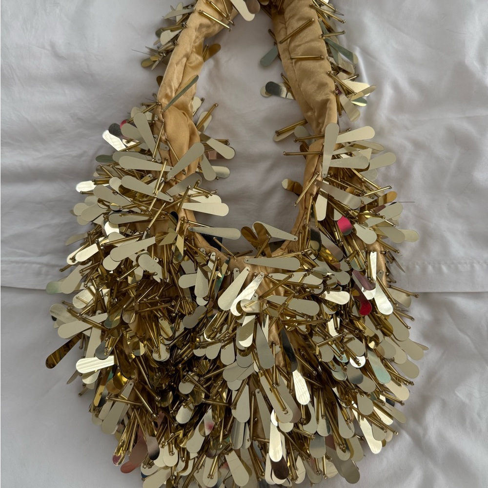 Gold Sequined Shoulder Bag